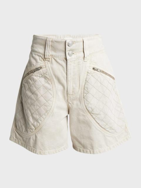 Isabel Marant Candice Quilted-Pocket Denim Bermuda Shorts