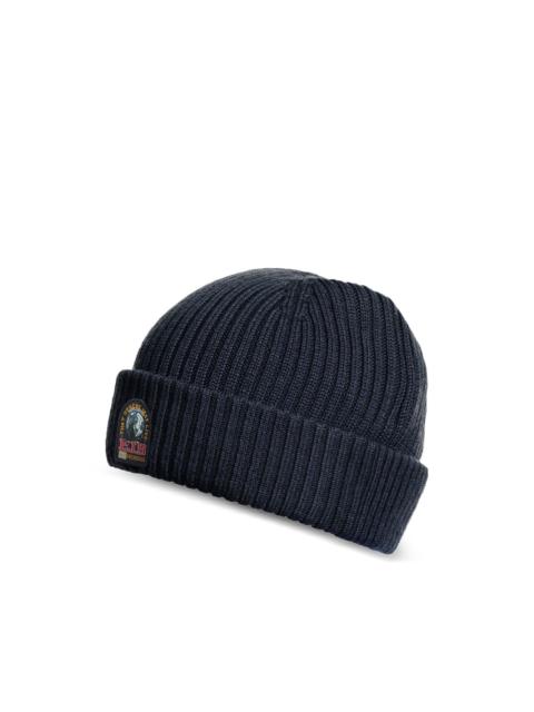 PARAJUMPERS logo-patch ribbed-knit beanie hat