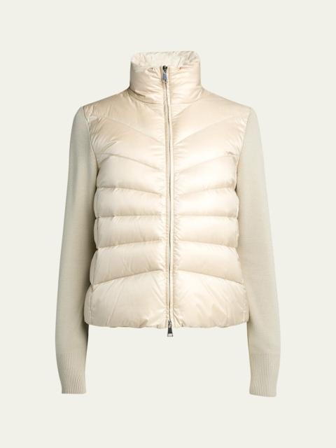 Moncler Lightweight Wool Puffer Cardigan