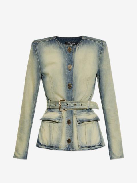 Balmain belted denim jacket