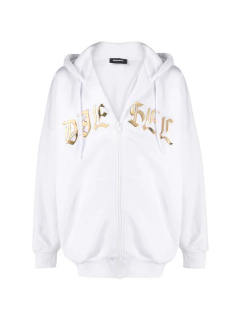 Diesel foil logo zip-up hoodie
