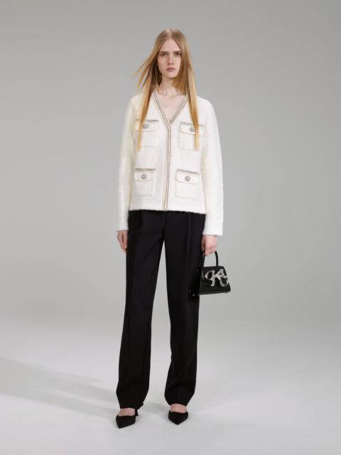 self-portrait White Tape Knit Cardigan