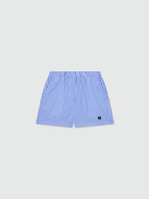 MSGM Blue striped poplin Bermuda shorts with embroidered hem