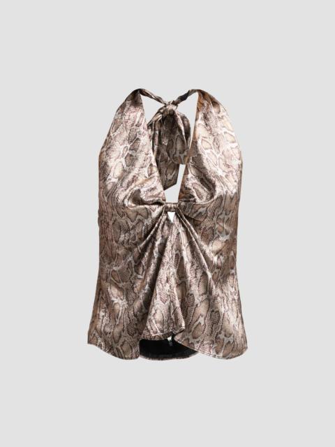 RAMY BROOK Women's Ophelia Snake-Print Halterneck Top - Metallic Python