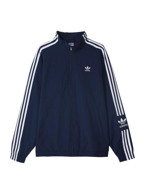 Men's adidas originals Logo Printing Side Classic Zipper Stand Collar Sports Jacket Autumn Blue HL21