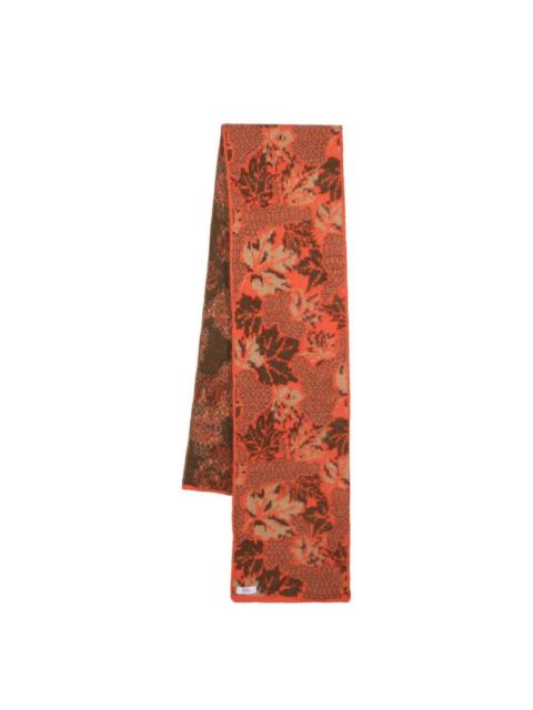 ERL botanical-motif intarsia-knit scarf