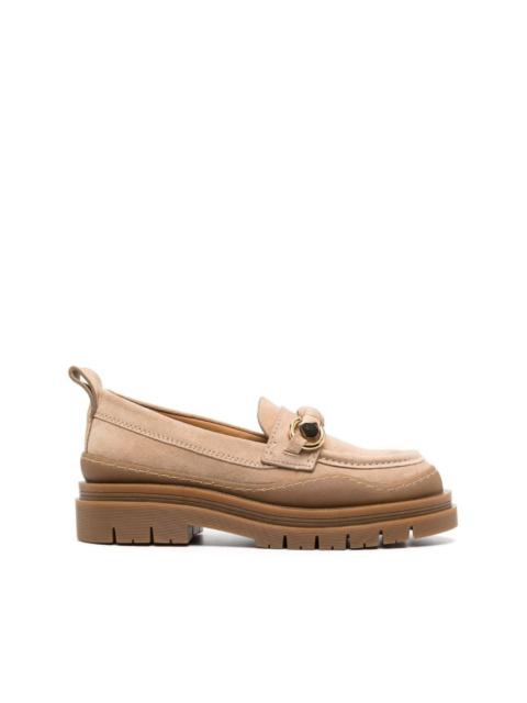 See by Chloé round-toe leather suede loafers