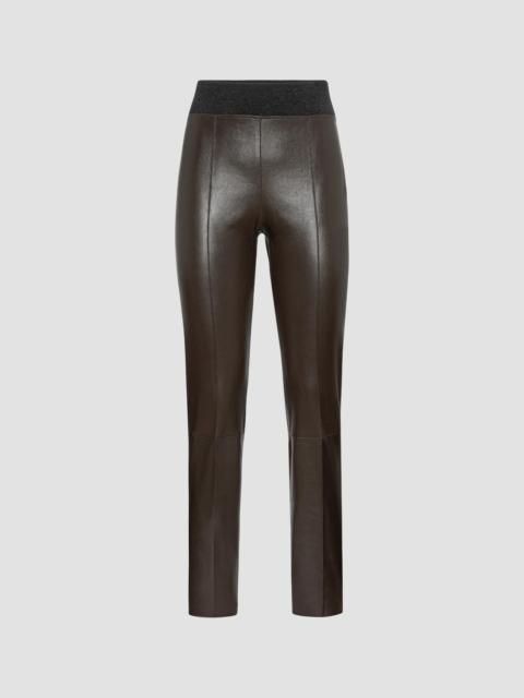 Brunello Cucinelli Women's Stretch Nappa Leather Leggings - Rust Brown