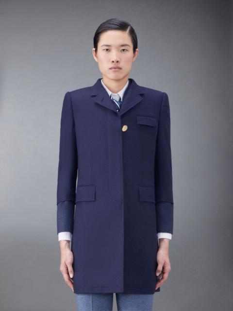 Thom Browne Wool Flannel Roped Shoulder Chesterfield Coat
