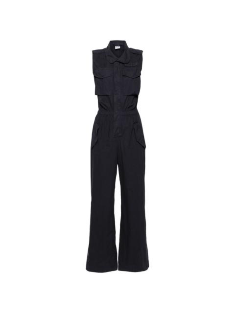 spread-collar cotton jumpsuit