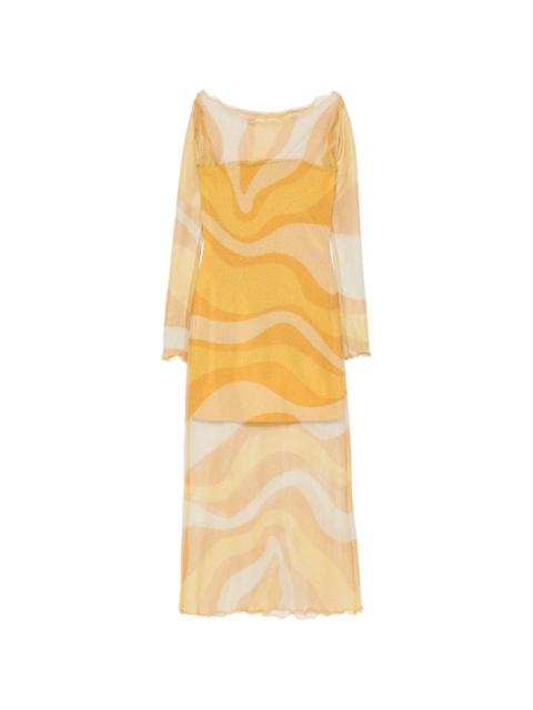 CALA de la CRUZ Ursa fishnet long-sleeve midi dress
