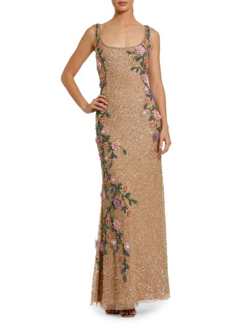 MAC DUGGAL Women's Evening Embellished Floral Scoopneck Gown - Gold Multi