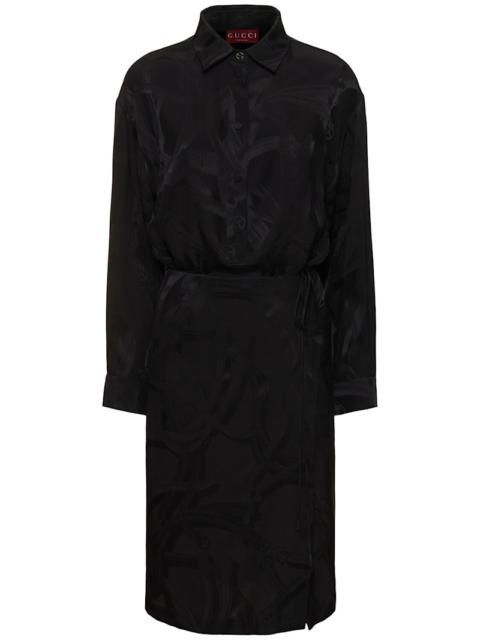 Silk jacquard shirt dress