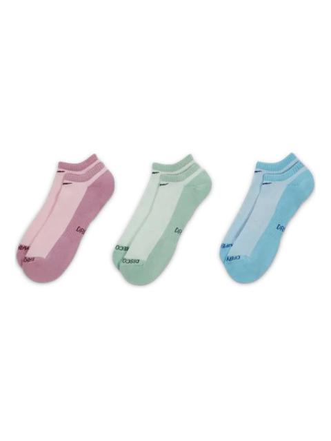 Nike Nike Everyday Lightweight Alphabet Knit Colorblock Sports Socks Unisex 3 Pairs Pink / Green / Blue D