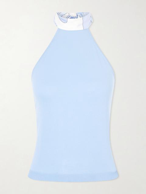 PUCCI Printed Silk-trimmed Cotton Halterneck Top
