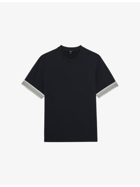 REISS Aries Striped-Trim Stretch-Woven T-Shirt