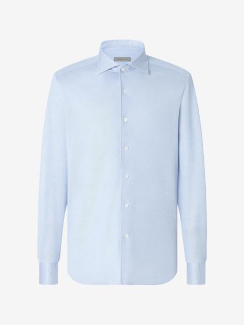 CORNELIANI Light blue Oxford cotton jersey shirt