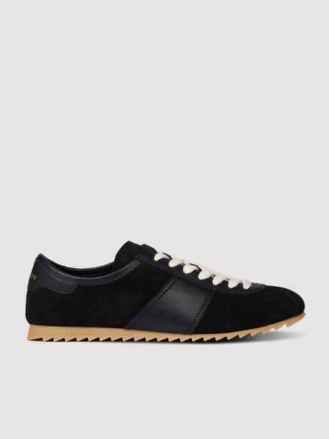 Sandro LEATHER AND SUEDE LOW-TOP SNEAKERS