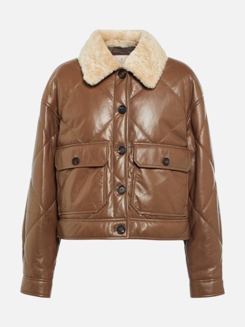 Shearling-trimmed leather jacket