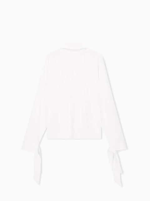 EMPORIO ARMANI BLOUSE IN RECYCLED CREPE WITH HIGH NECKLINE AND TIE CUFFS