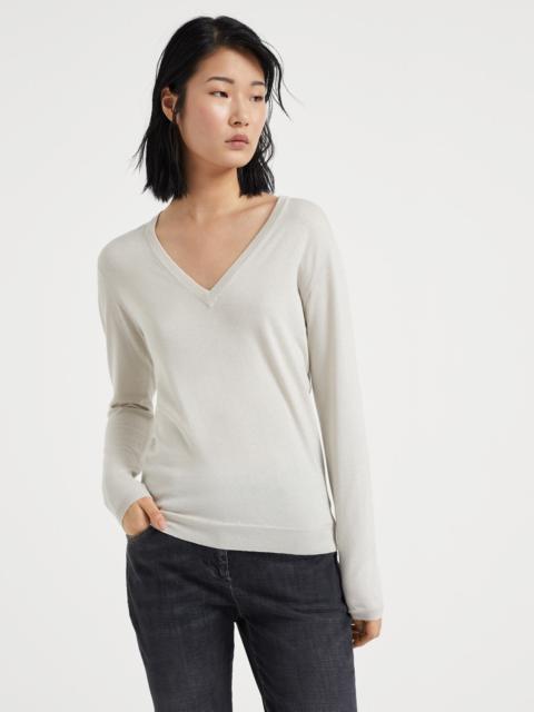 Cashmere and silk sparkling lightweight sweater