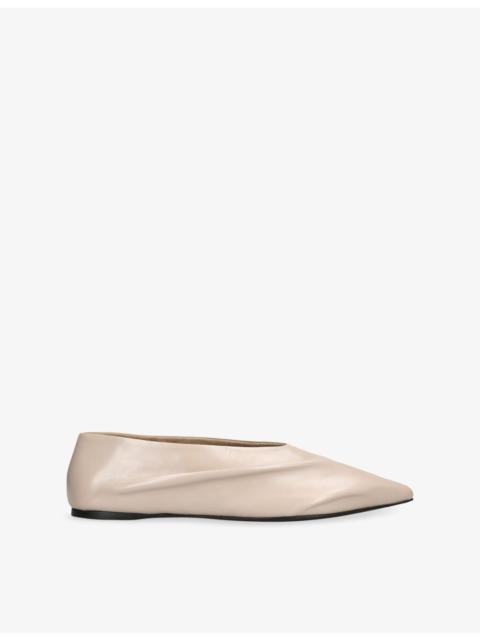 KHAITE Miriam Ballerina Glazed Leather Flats