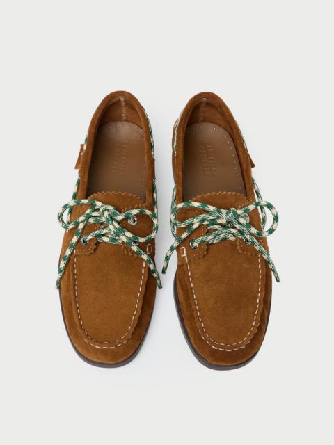 LOEFFLER RANDALL Franco Cacao Suede Boat Shoe