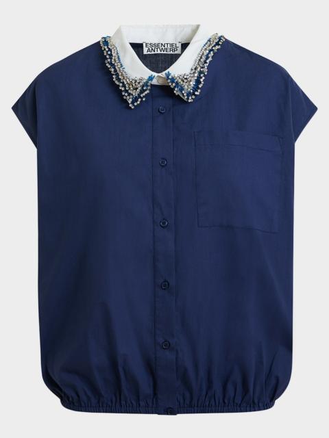 ESSENTIEL ANTWERP Button-Front Beaded-Collar Shirt