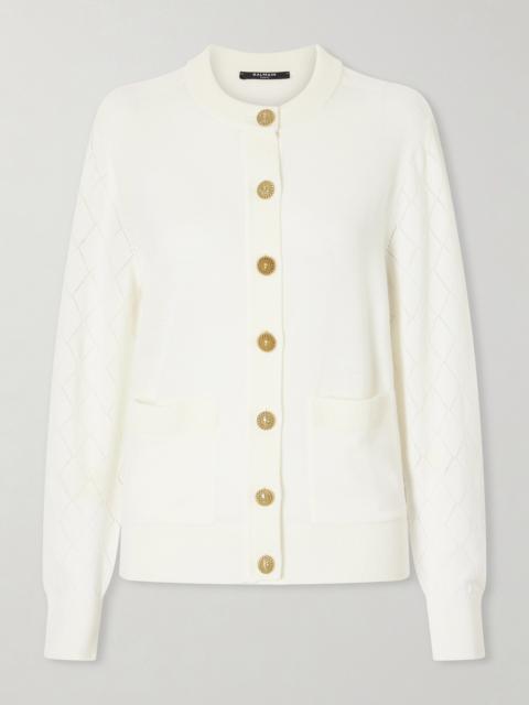 Balmain Cotton Pointelle-knit Cardigan