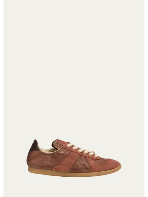 Maison Margiela Replica Mixed Leather Low-Top Sneakers