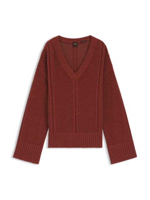 BOSS MESH-STRUCTURE SWEATER IN COTTON