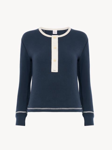 Chloé FITTED HENLEY SHIRT IN COTTON JERSEY