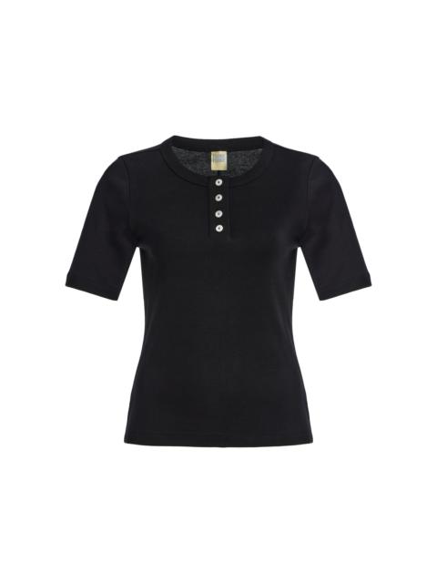 FLORE FLORE Jess Cotton Henley T-Shirt black