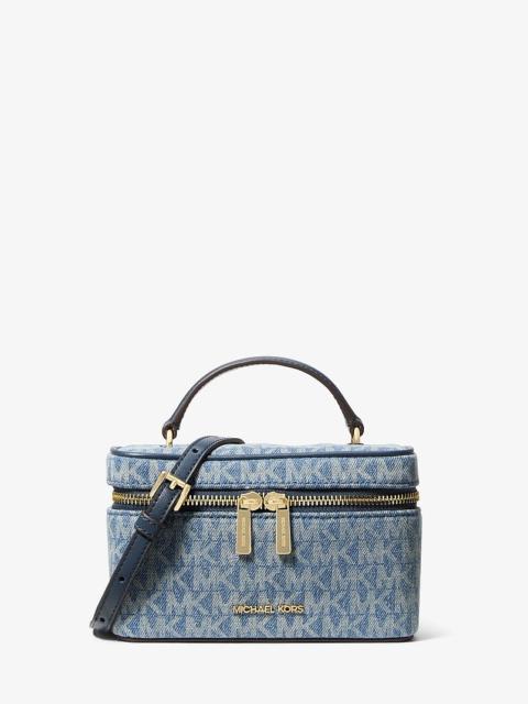 MICHAEL KORS Vivi Small Signature Logo Print Denim Vanity Crossbody Bag