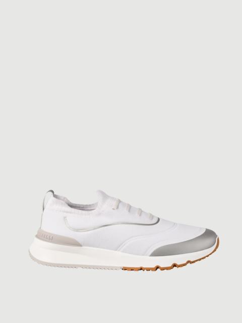 Brunello Cucinelli Techno cotton knit runners with heat-bonded details