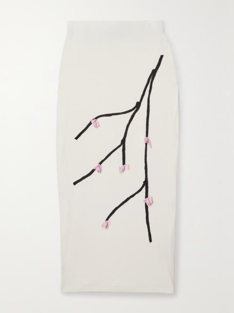 CONNER IVES Appliquéd Stretch-micro Modal Jersey Midi Skirt