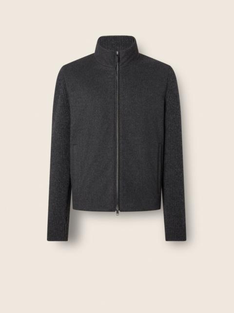 ZEGNA DARK GREY MÉLANGE OASI CASHMERE FULL ZIP CARDIGAN