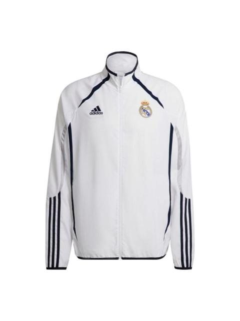 adidas Embroidered Logo Stripe Stand Collar Zipper Jacket Gray HA2537