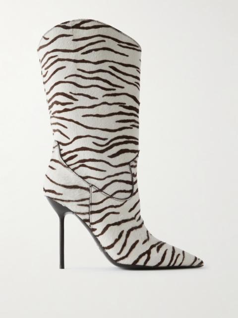 PARIS TEXAS Lidia Zebra-print Calf Hair Ankle Boots