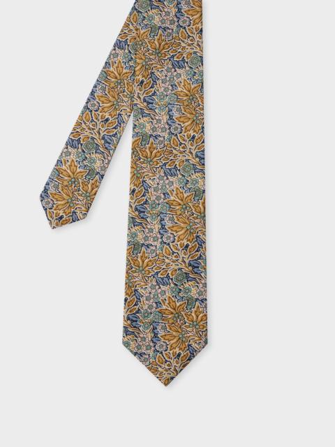 Paul Smith Yellow and Blue 'Liberty Floral' Cotton Tie