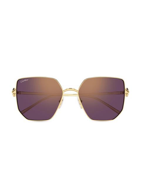 Cartier Women's Clash De 56MM 24K-Gold-Plated Geometric Sunglasses - Gold Purple