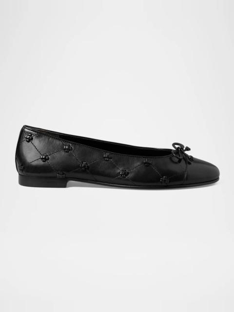 TORY BURCH Bunny Knot Leather Cap-Toe Ballerina Flats