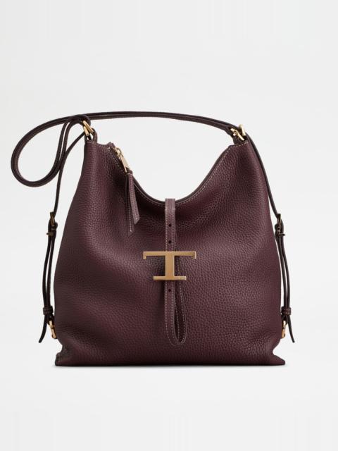 Tod's T TIMELESS SHOULDER BAG IN LEATHER SMALL - BURGUNDY