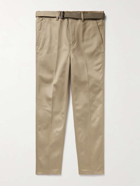 sacai Slim-Fit Straight-Leg Belted Cotton-Twill Trousers