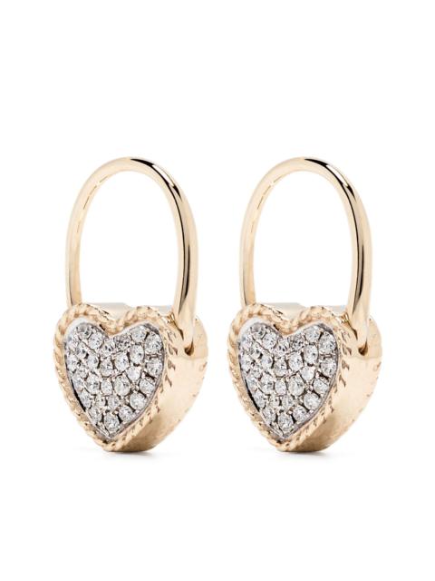 Yvonne Léon 9K Yellow Gold Créole Cadenas Cœur Diamant Earring