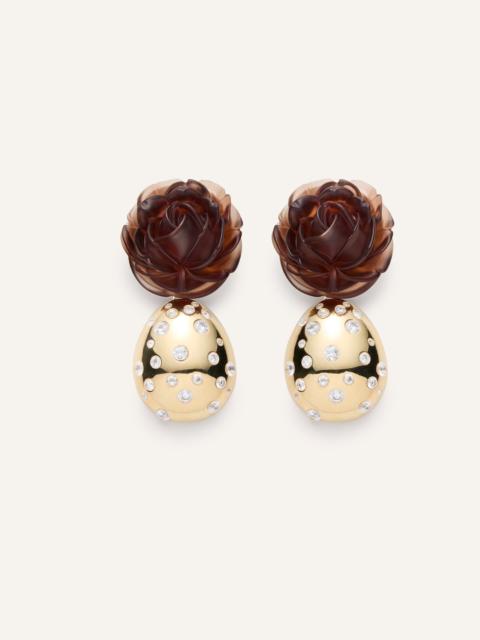 MAGDA BUTRYM Rose drop earrings with crystal-studded gold teardrop