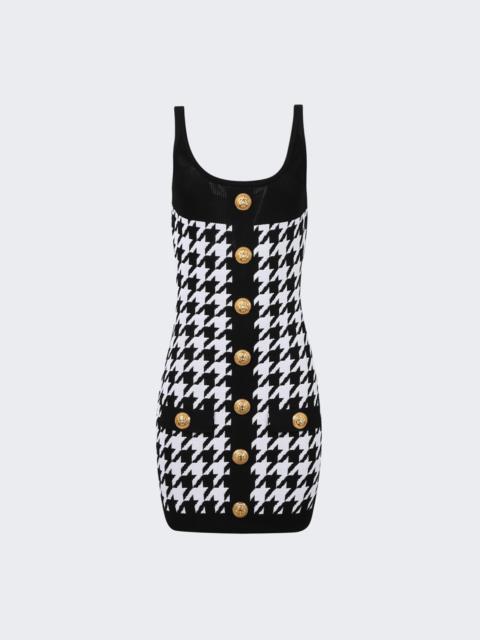 Balmain Buttoned Houndstooth Short Knit Dress