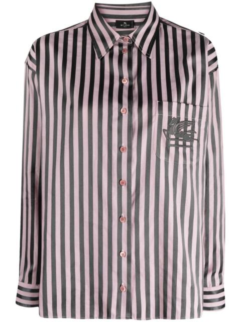 Pegaso-embroidered striped shirt