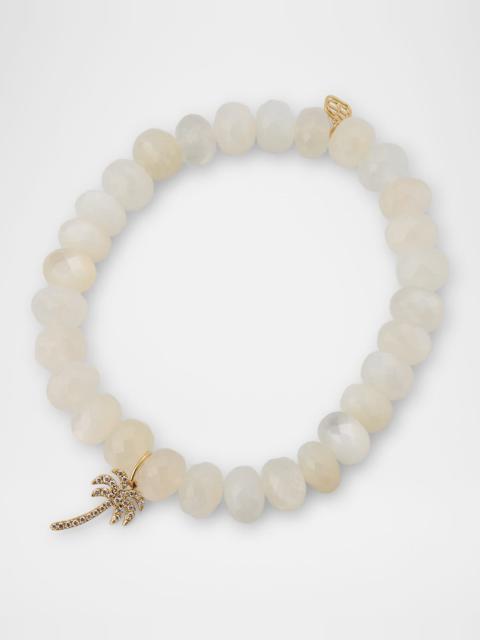 SYDNEY EVAN Micro Pave Palm Tree Charm on Moonstone Beaded Bracelet