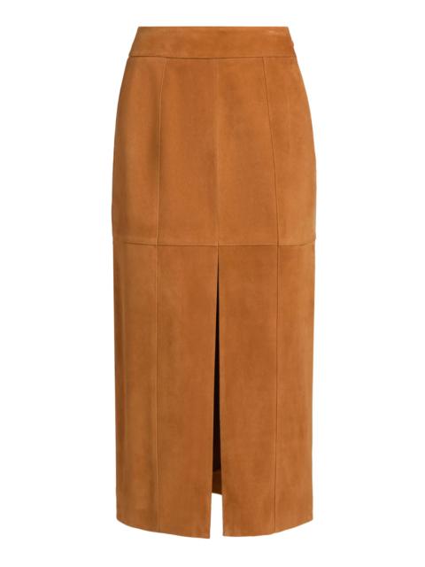 ULLA JOHNSON Women's Orion Suede Pencil Skirt - Cognac